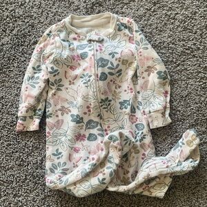 Little Planet Organic Floral Footed Sleeper Size 9M EUC